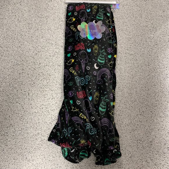 Pop Art Doodle Print Icecream Rainbow Palmistry Moon Eye Oversized Plush Blanket - Picture 2 of 12